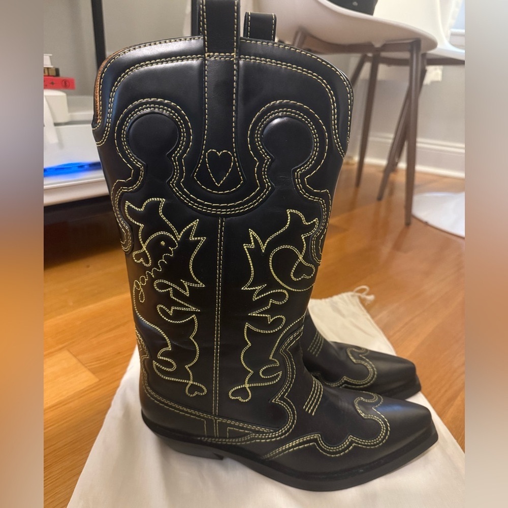 New Ganni Cowboy Boots